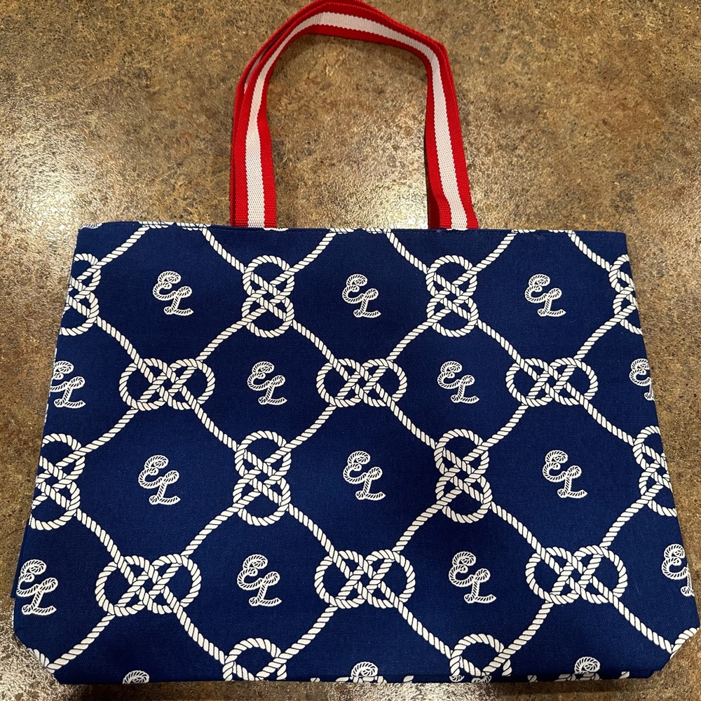 Esteé Lauder Navy and White Nautical Tote Bag